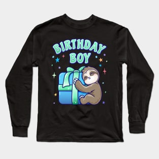 Birthday Boy Sloth Theme Long Sleeve T-Shirt